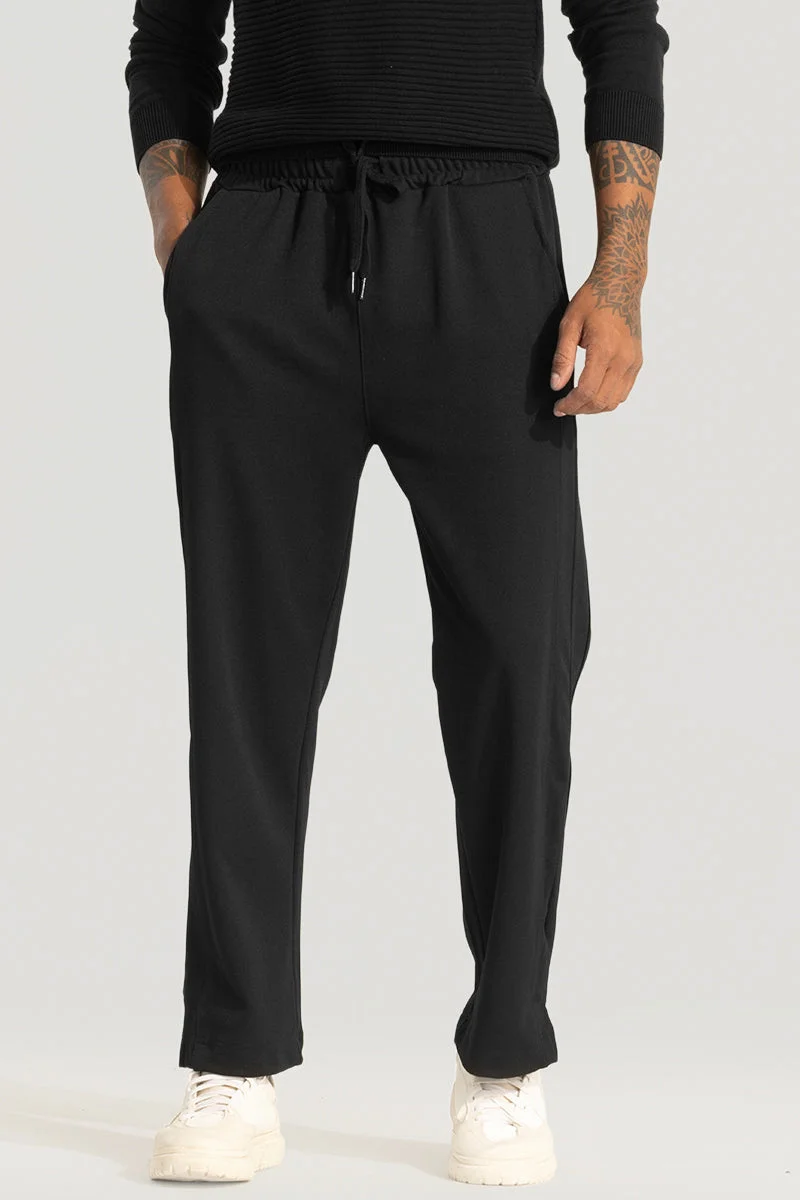 SNITCH Black Black Slit Ankle Pants for Men | Best Price UAE